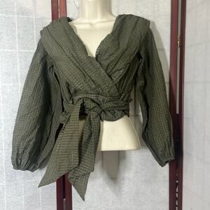 MAEVE ANTHROPOLOGIE NWT CROPPED DEEP V‎ BLOUSE SIZE 0